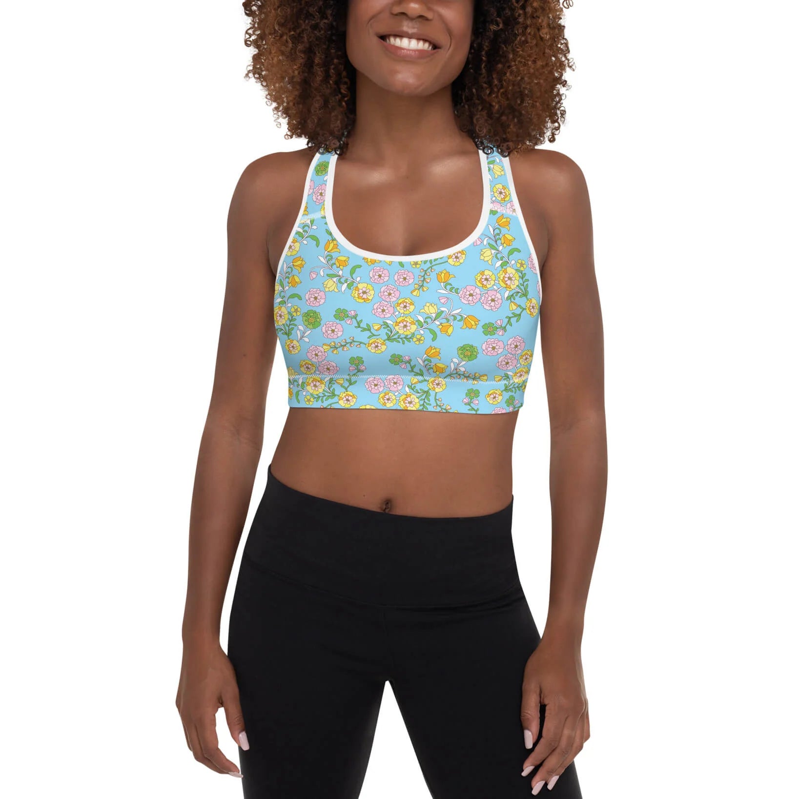 Sports Bra in Blue Garden