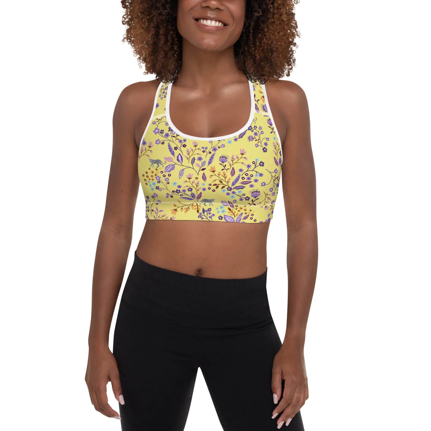 Sports Bra in Yellow Garden