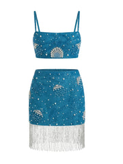 BETTY Hand Beaded Top Blue