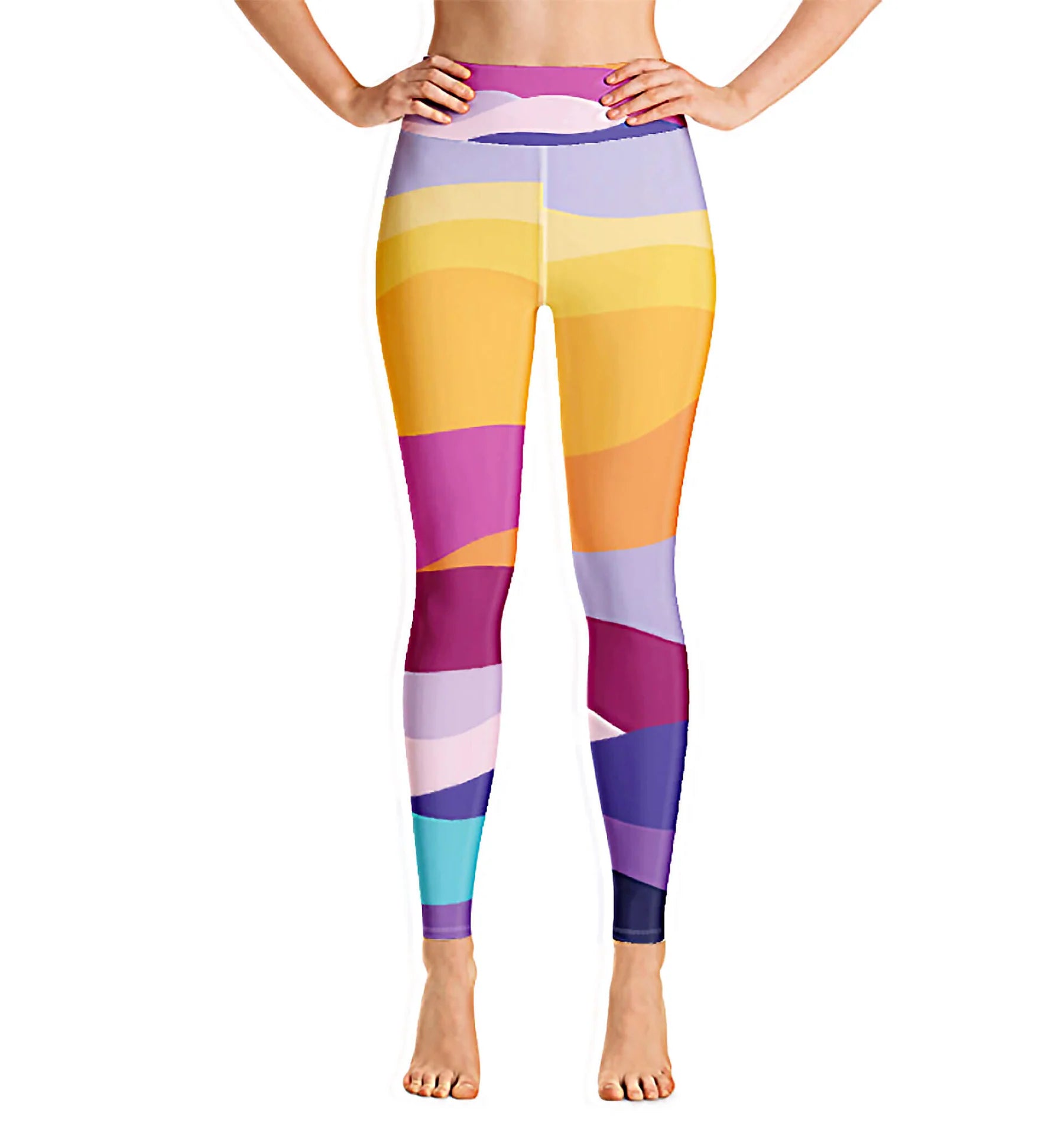 High Waist Yoga Leggings in Rainbow