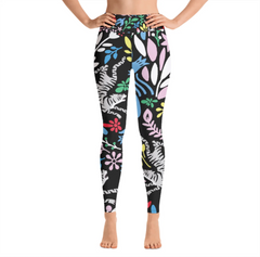 High Waist Yoga Leggings in Night Flowers