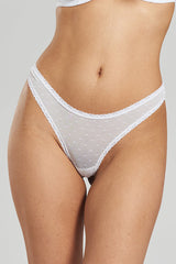 Sugi Recycled-Lace High-Leg Thong - Glacier White