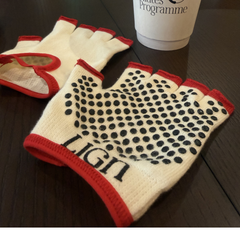 LIGN Cream & Red Grip Gloves