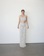 Faith Beaded Powermesh Jellyfish Top White