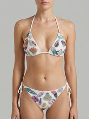 Oceanus X Zandra Rhodes Dreamshell Half Beaded White Bikini Bottom