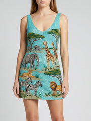 African Savanna Beaded Mini Dress