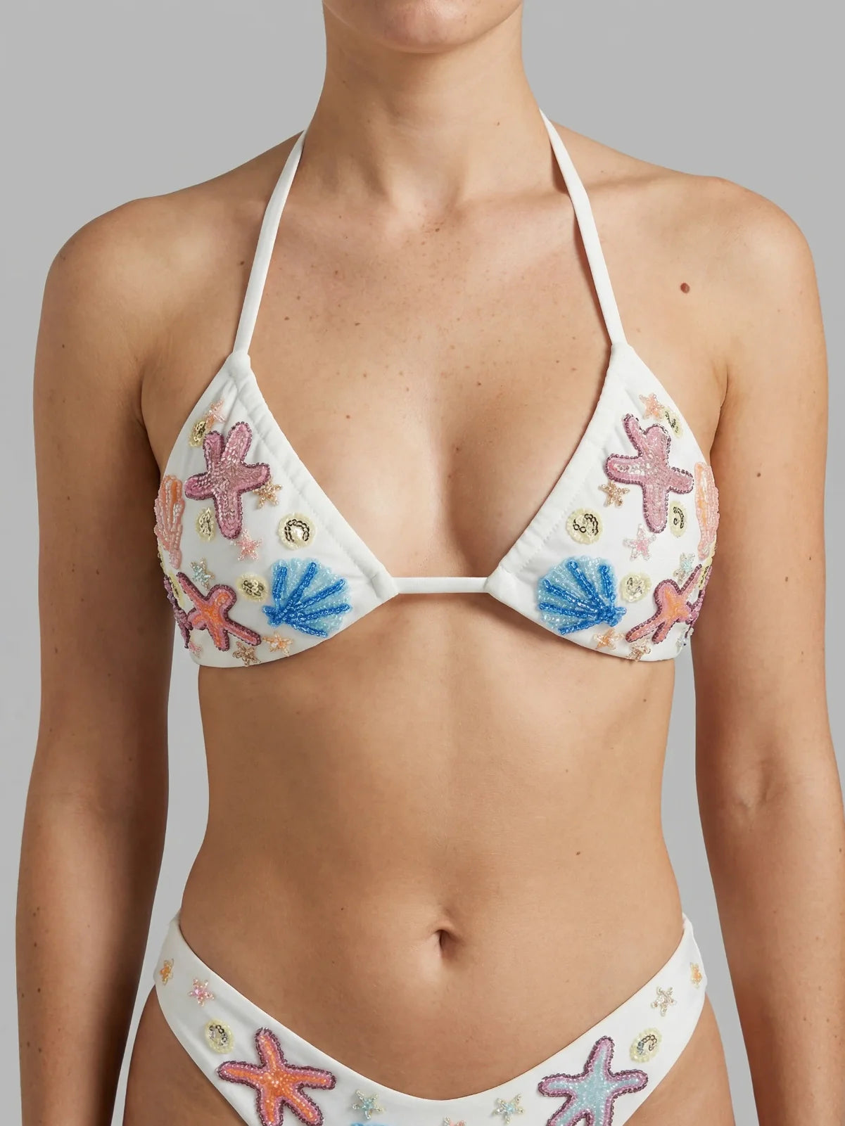 Marissa Hand Embroidered Luxe Bikini Bottom White
