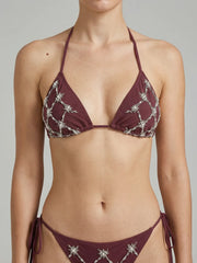 Orion Beaded Burgundy Bikini Bottom