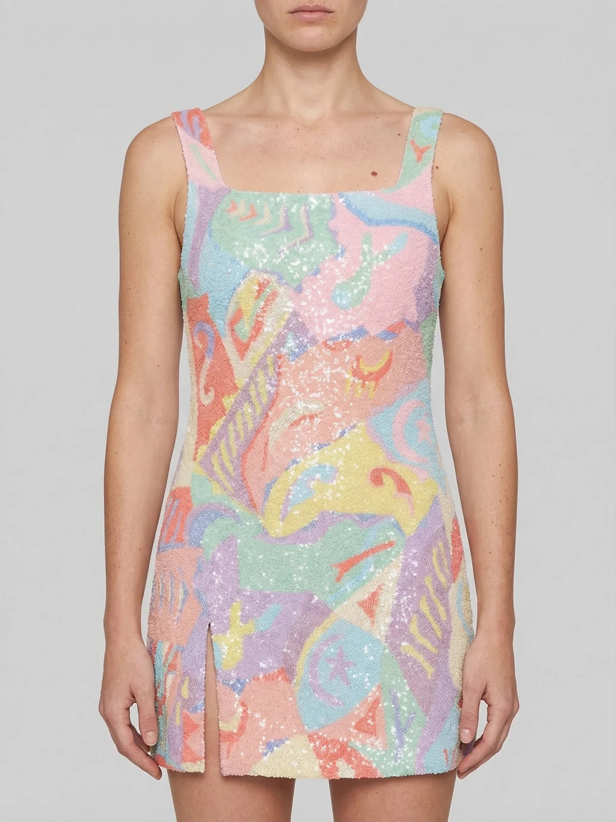 Boston  Vibrant Hand-Beaded Dress in Pastel