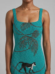 St. Barth Hand-Beaded Crystal Dress - Teal