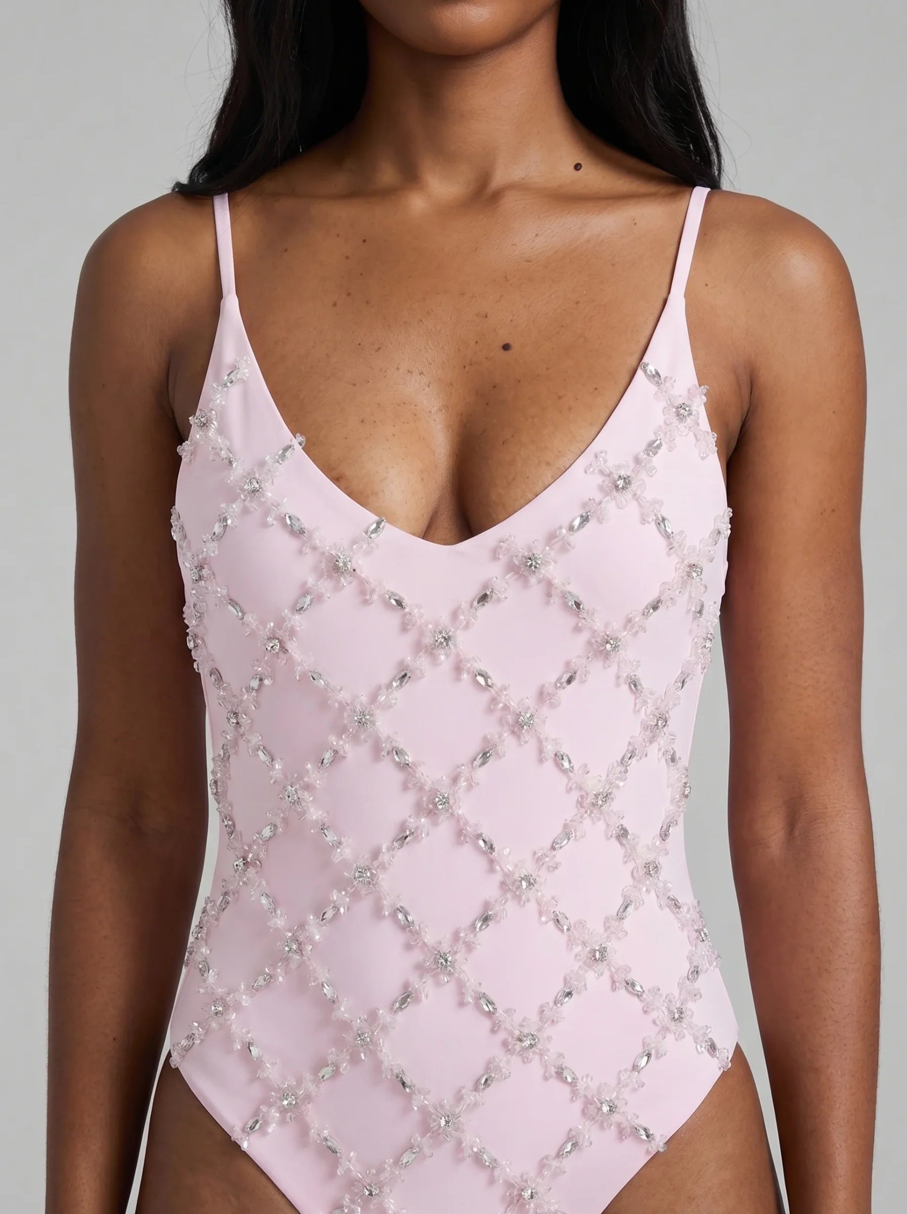 Rose Elegant High Cut Leg Swimsuit in Pink