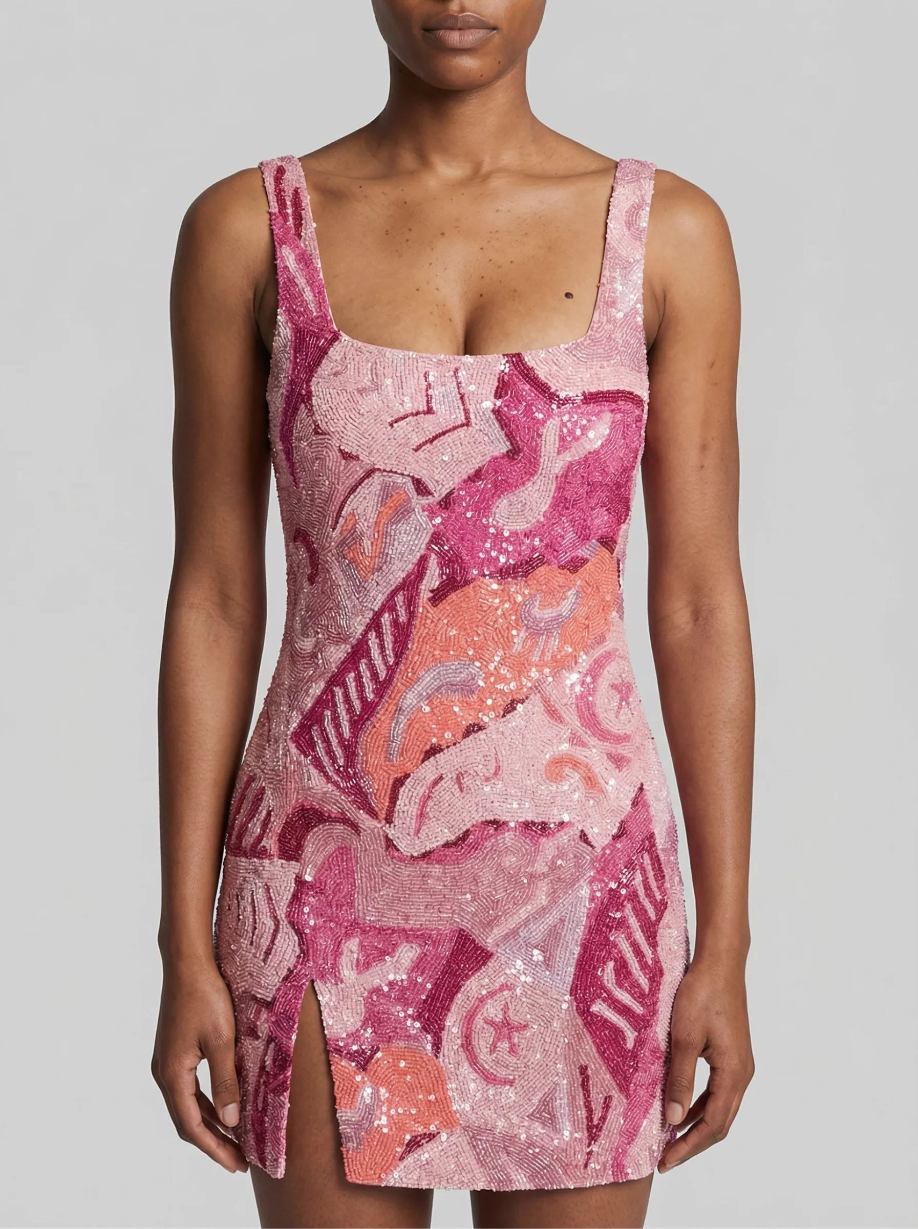 Boston Vibrant Hand-Beaded Pink Dress