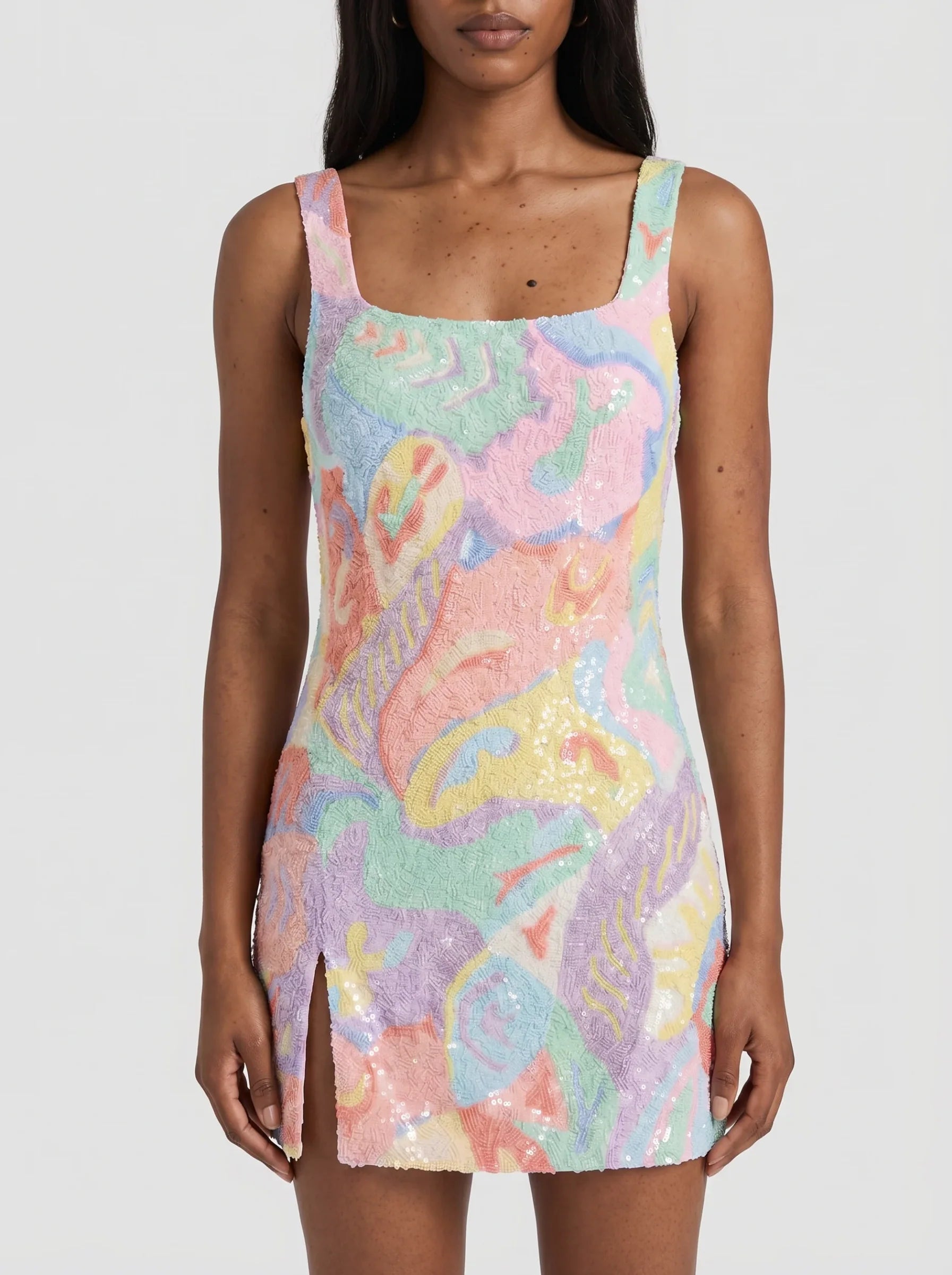 Boston  Vibrant Hand-Beaded Dress in Pastel
