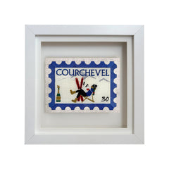 Courchevel Embroidered Postcard Artwork