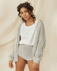 Tom: Silver Grey Cotton Cardigan & Hot Pants Set