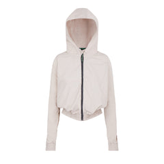 Women's Hooded Track Jacket - Light Beige