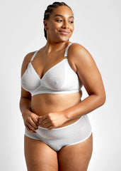 Lotus Recycled-Lace Fuller-Cup Soft Bralette - Glacier White