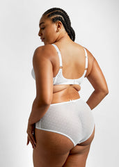 Lotus Recycled-Lace Fuller-Cup Soft Bralette - Glacier White