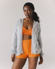 Pieva: Orange Cotton Bralette & Shorts Set