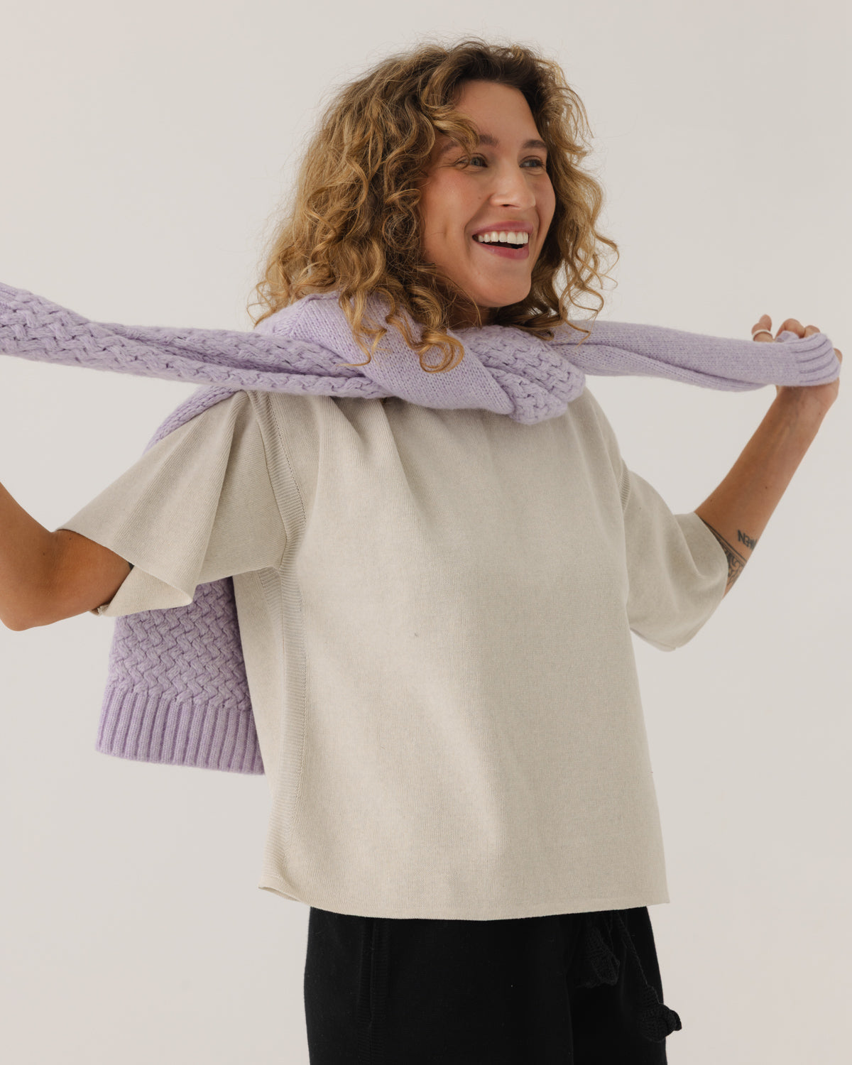 Aistis: Stone Grey Cotton T-Shirt