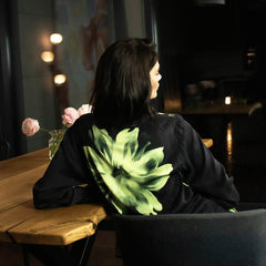 Silk Dreamscape Pyjama Shirt Black Flower