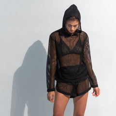 Daring Net Hoodie Black