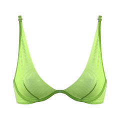 I.D. Line Deep Plunge Underwired Fine Mesh Bra Green
