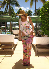 Maya Scoop Back Tropical Swimsuit - Pink