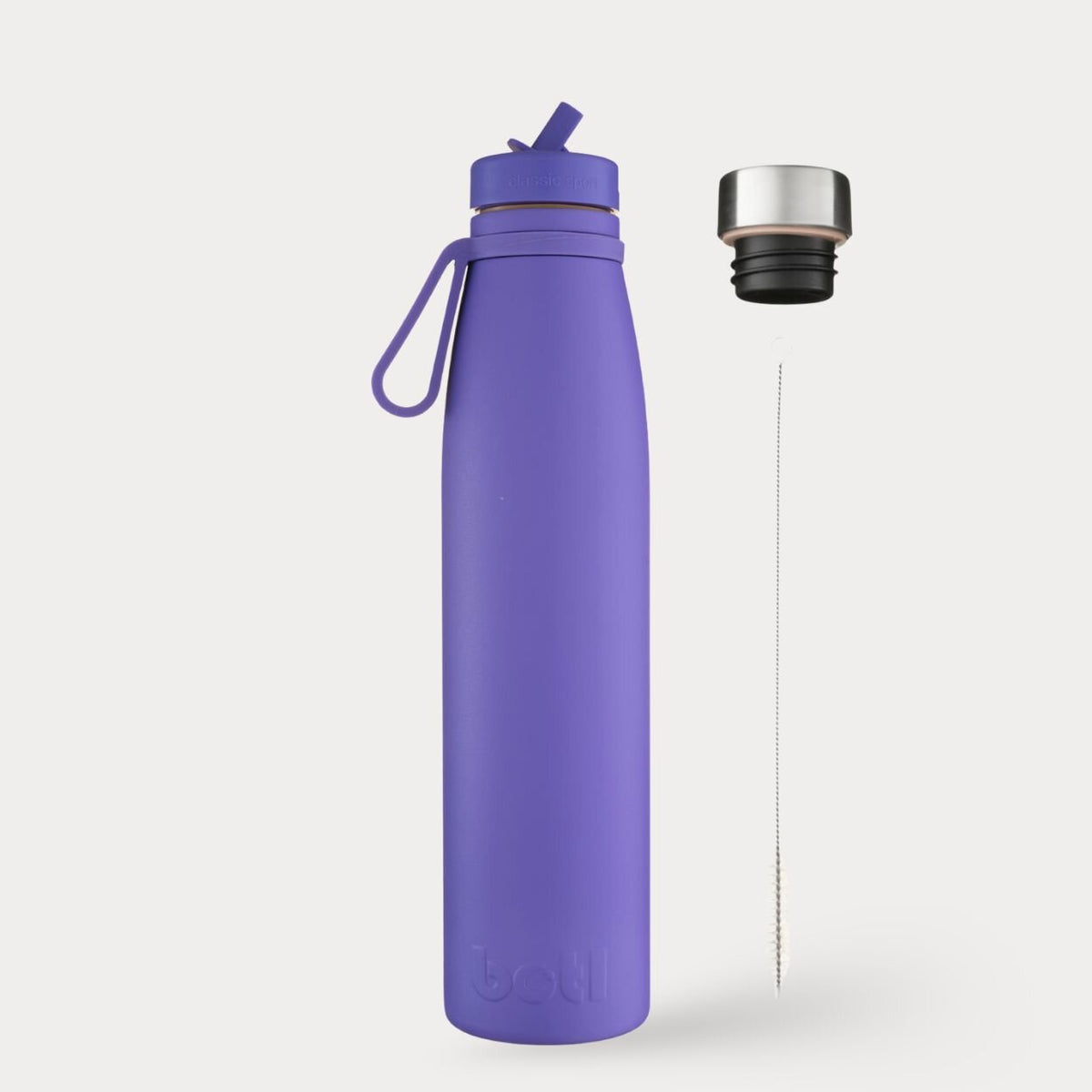 800ml Insulated Stainless Steel Water Bottle With Straw, Cap and Brush | Just Purple | BOTL