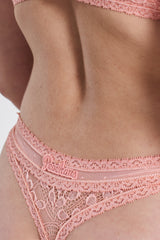 Sugi Recycled-Lace High-Leg Thong - Dawnlight Coral