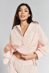 Chicory Striped Woven-Cotton Pyjama  Trousers - Dawnlight Coral