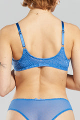 Sakura Front-Close Recycled-Lace Underwired Bra - Mountain Blue