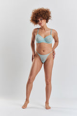 Matsu Recycled-Lace Low-Rise Thong - Fjordland Green