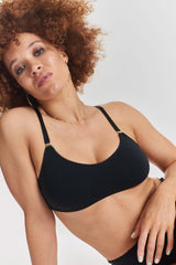 Myrtle Organic Stretch-Cotton Soft Bralette - Volcanic Black