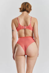 Betony Recycled-Tulle High-Rise Briefs - Canyon Peach
