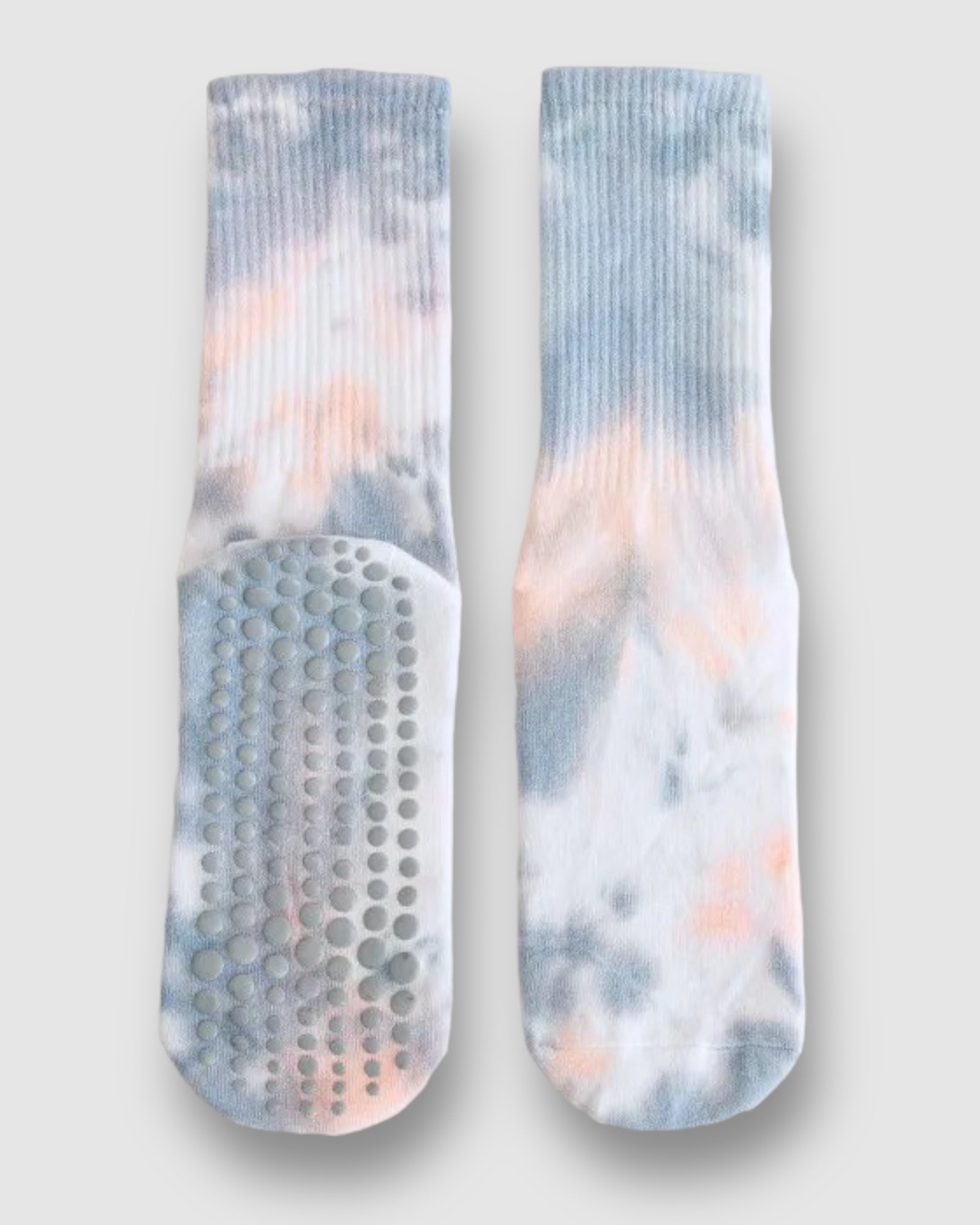 Tie Dye Long Grip Sock - Peach/Green