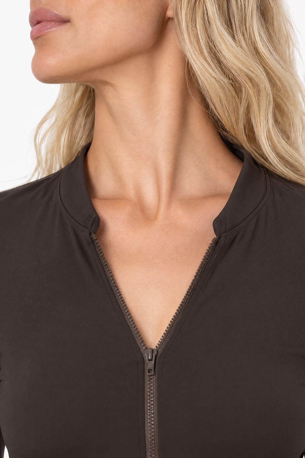 Rash Guard With Zip ― Coffee