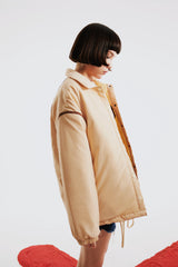 Oversized Contrast Tape Puffer Coat