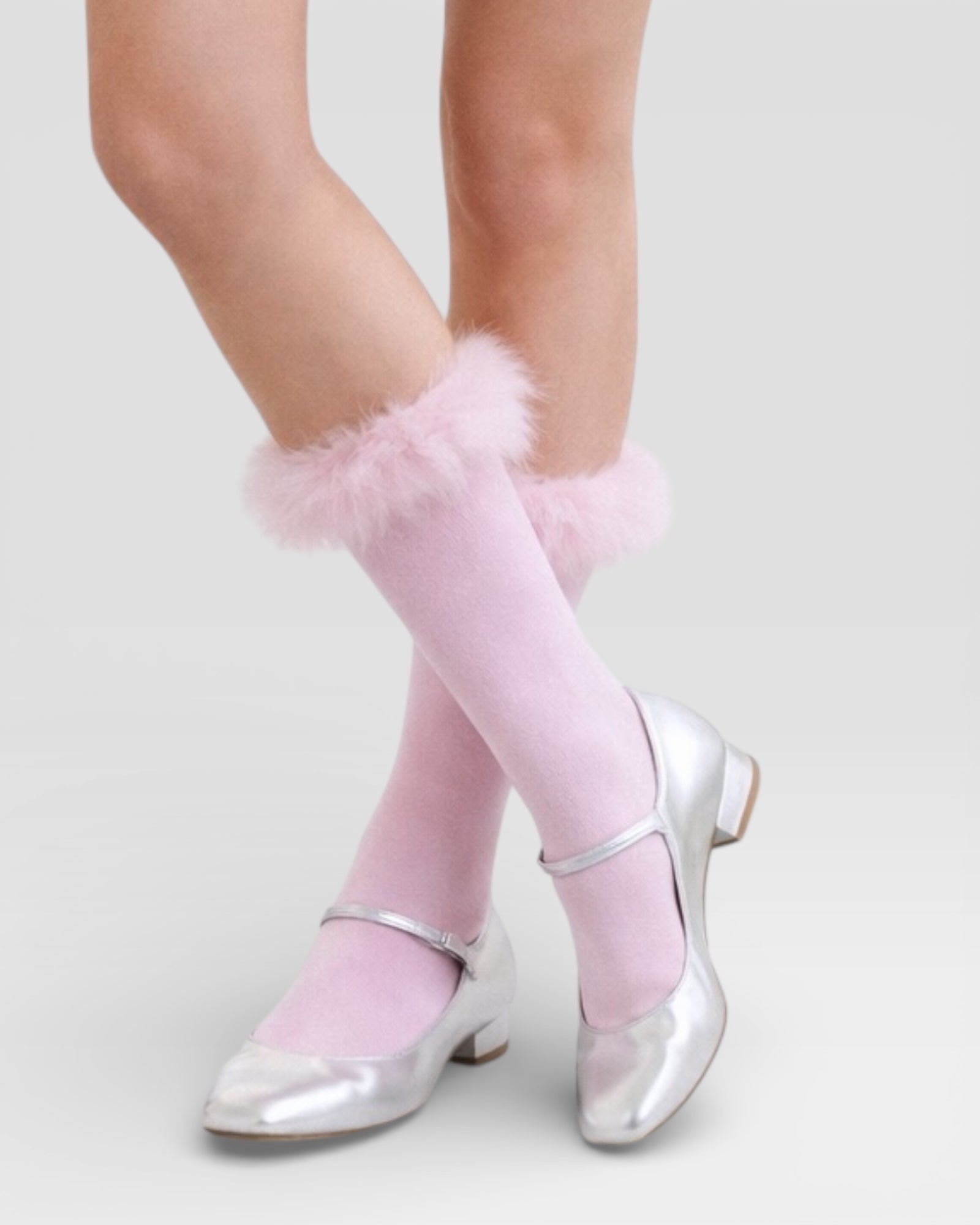 Frou-Frou Faux Fur Trim Combed Cotton Socks
