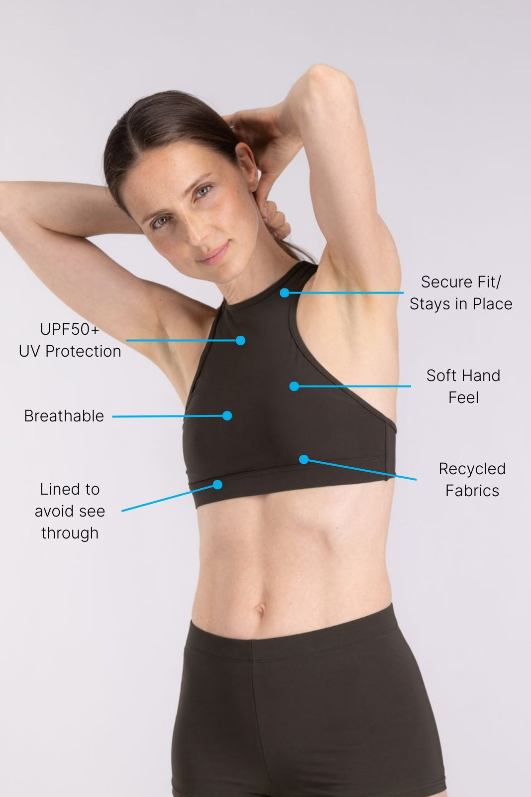 Bikini Top Racerfront Tie ― Coffee