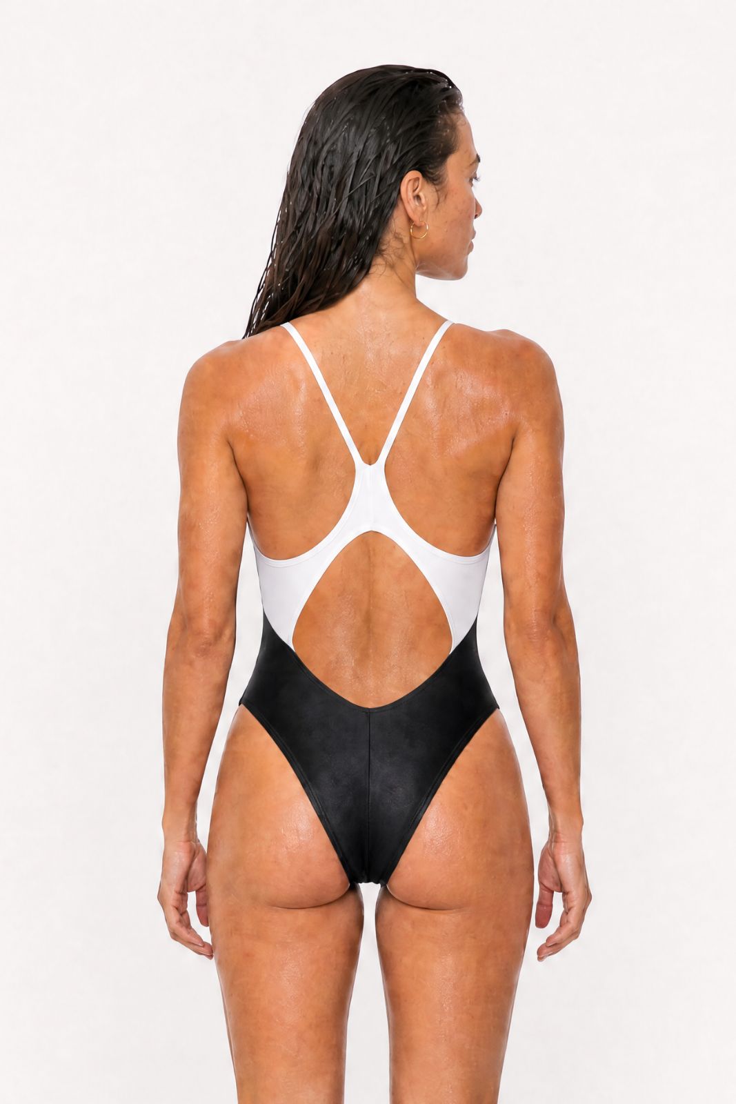 Racerback Swimsuit High Cut ― Black