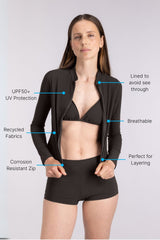 Rash Guard With Zip ― Coffee