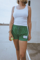 Women's Court Shorts in French Terry in Grey and Green
