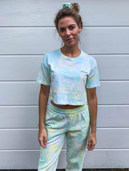 Tie-Dye Lemon + Mint Cropped Tee