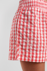 Lomandra Gingham Check Ethical-Cotton Pyjama Shorts - Canyon Peach