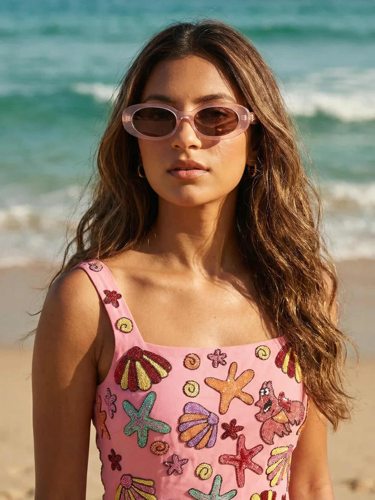 Oceanus X SOJOS Veronica Sunglasses Pink