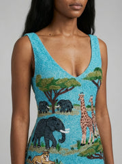 Aqua Savannah Embellished Dress