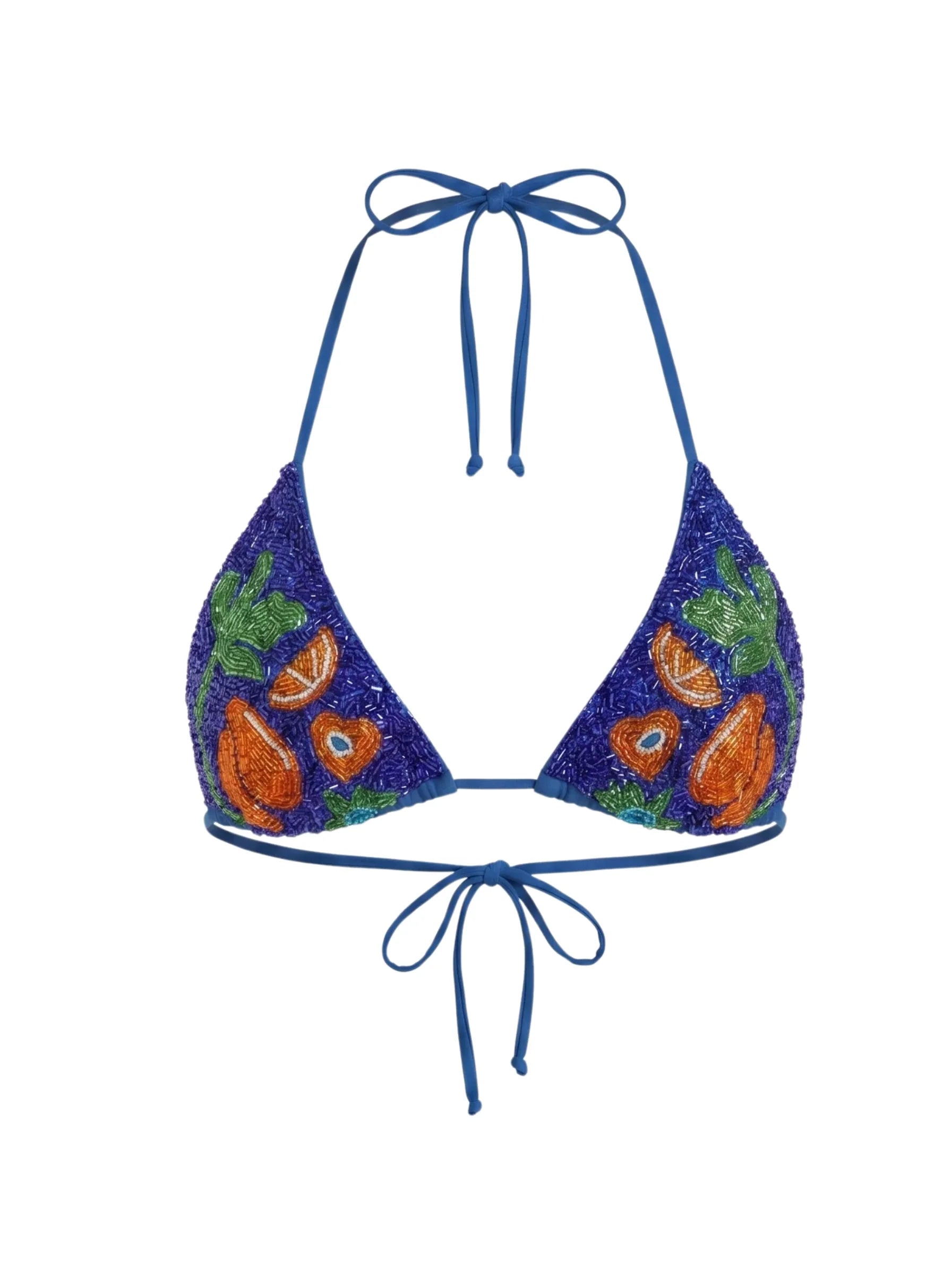 Mulata Hand-Beaded Bikini Top Navy Christina Milian