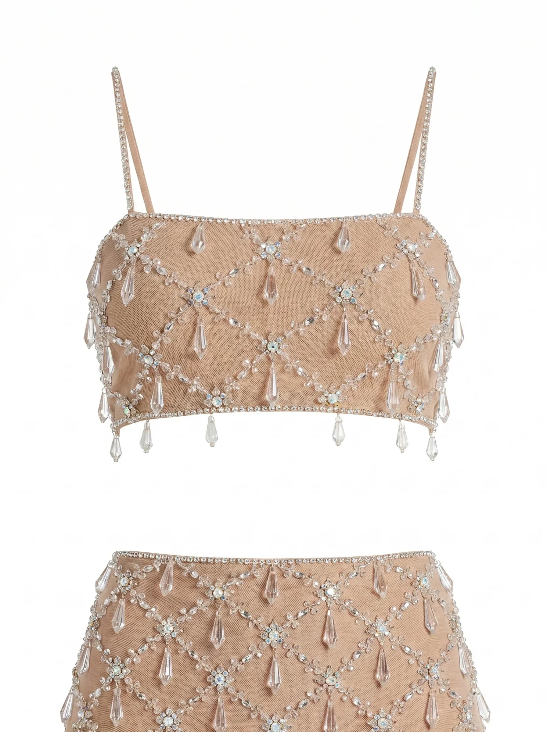 Calliope Luxury Crystal Co-Ord Top Nude