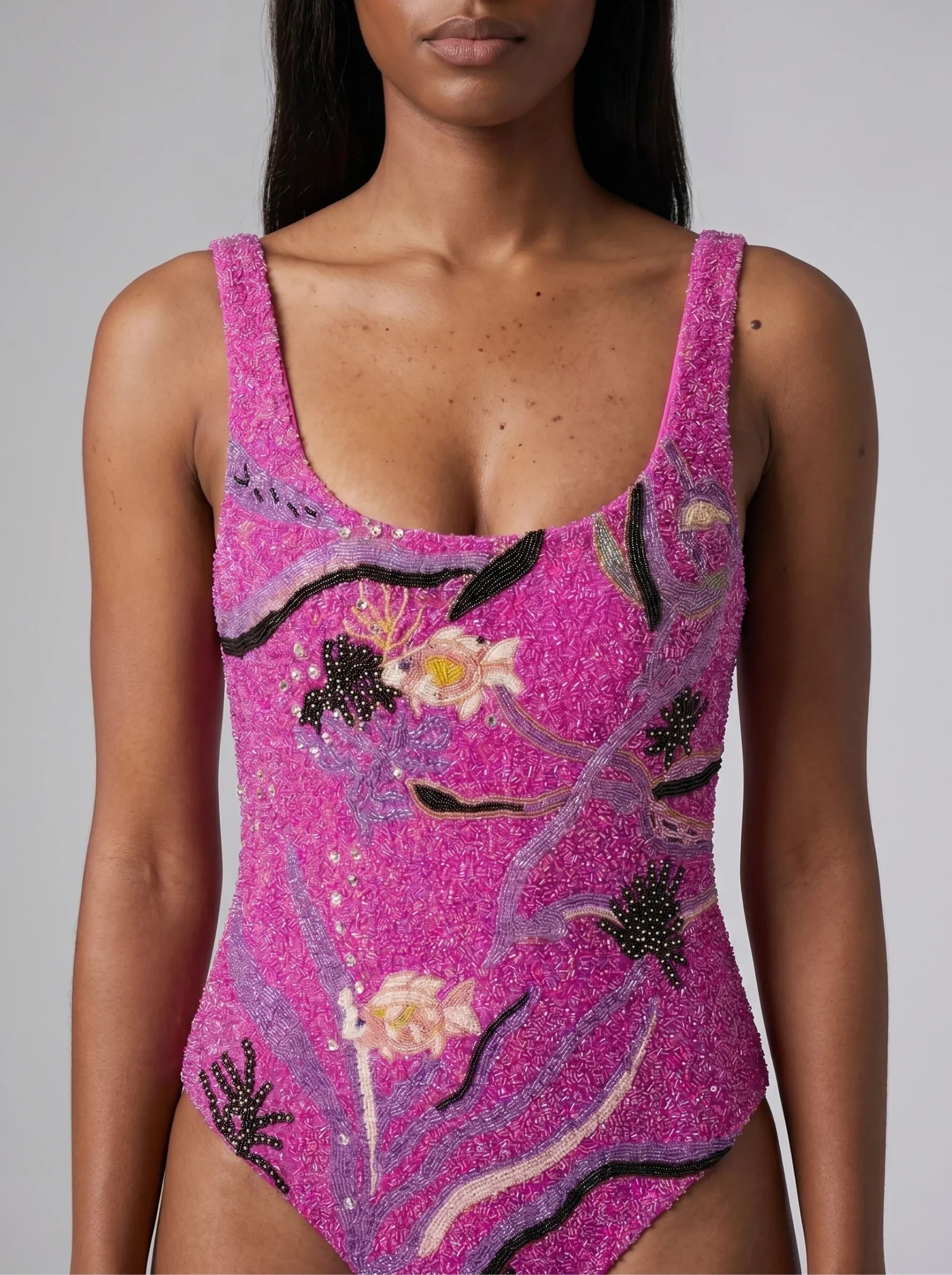 Underwater Golden Fish Pink Swimsuit